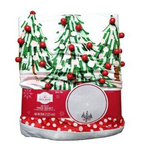 Holiday Time 48-Inch Festive Christmas Tree Skirt With Beaded Design